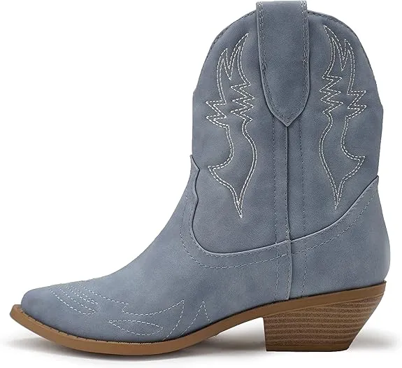 Soda Women Cowgirl Cowboy Western Stitched Ankle Boots Pointed Toe Short Booties Rigging-S Size 8