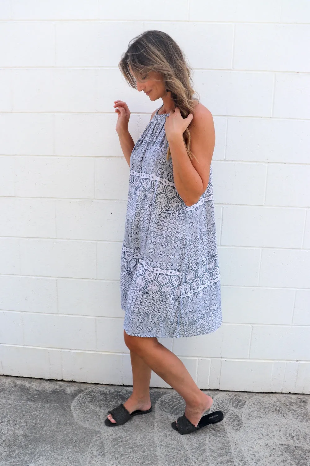Tahiti Dress in Aztec Grey