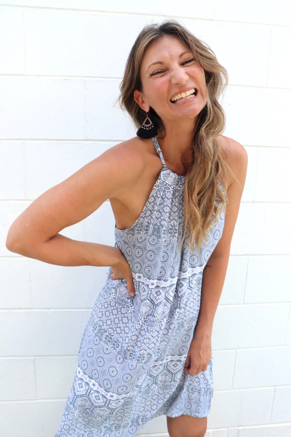 Tahiti Dress in Aztec Grey