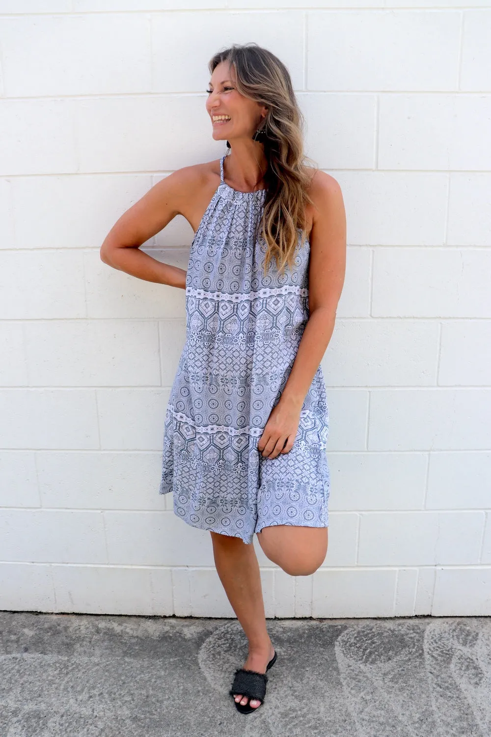 Tahiti Dress in Aztec Grey