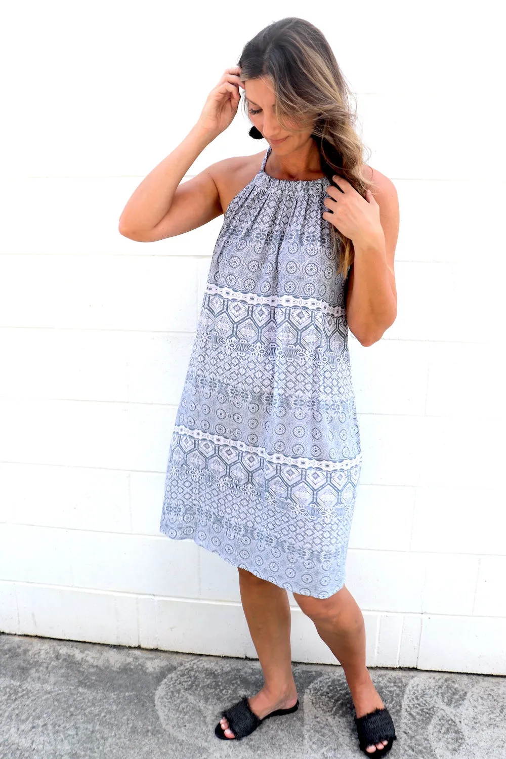 Tahiti Dress in Aztec Grey