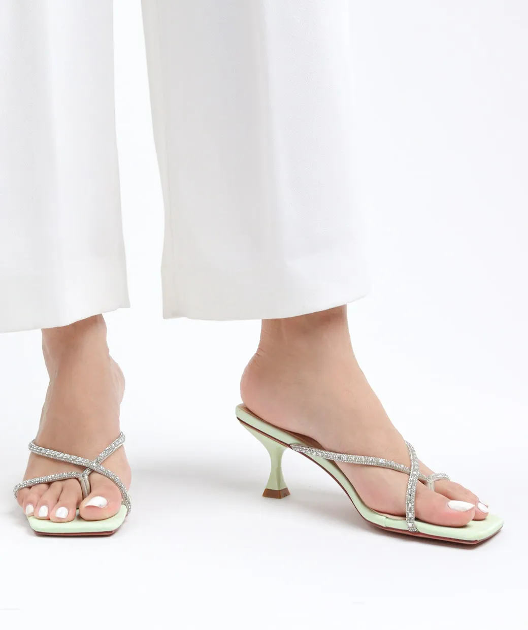 Taiyu - Women's Diamond Embellished Mules