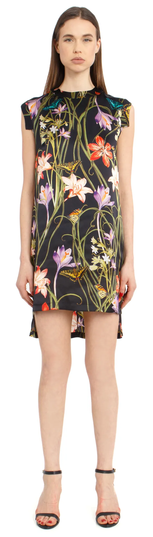 The Silk Leveled Dress   Botanica Black