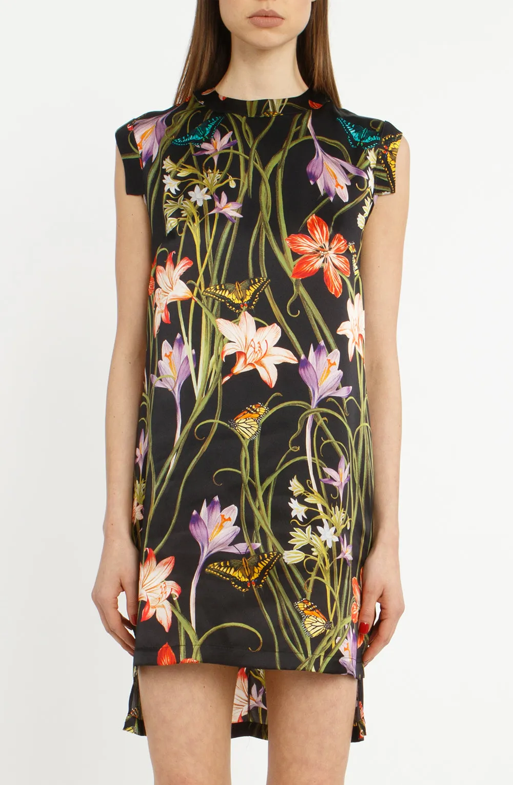 The Silk Leveled Dress   Botanica Black