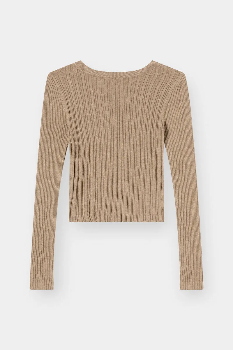 THE SILK RIBBED BOATNECK - MINK