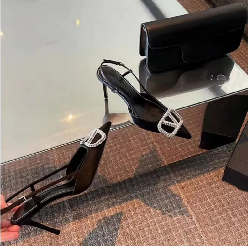 Tillbuy Victory diamond back strap cowhide high heels