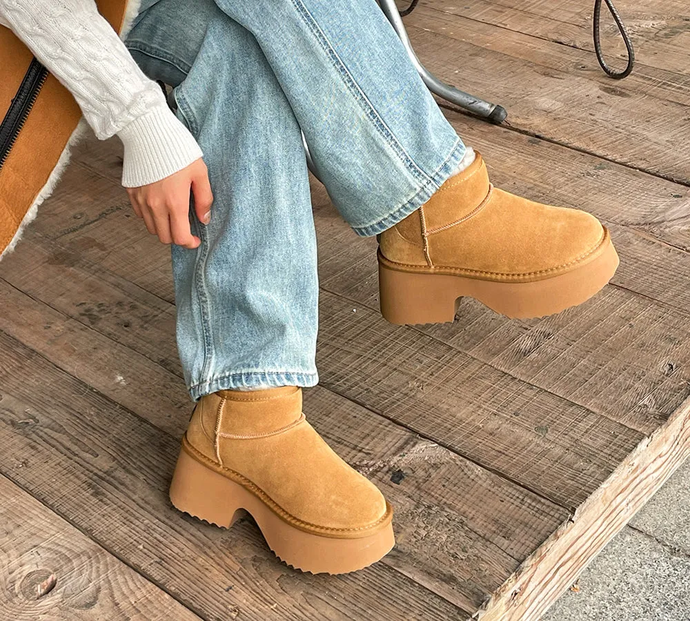 UGG EVERAU® UGG Boots Sheepskin Wool Ankle Chunky Platform Ariel
