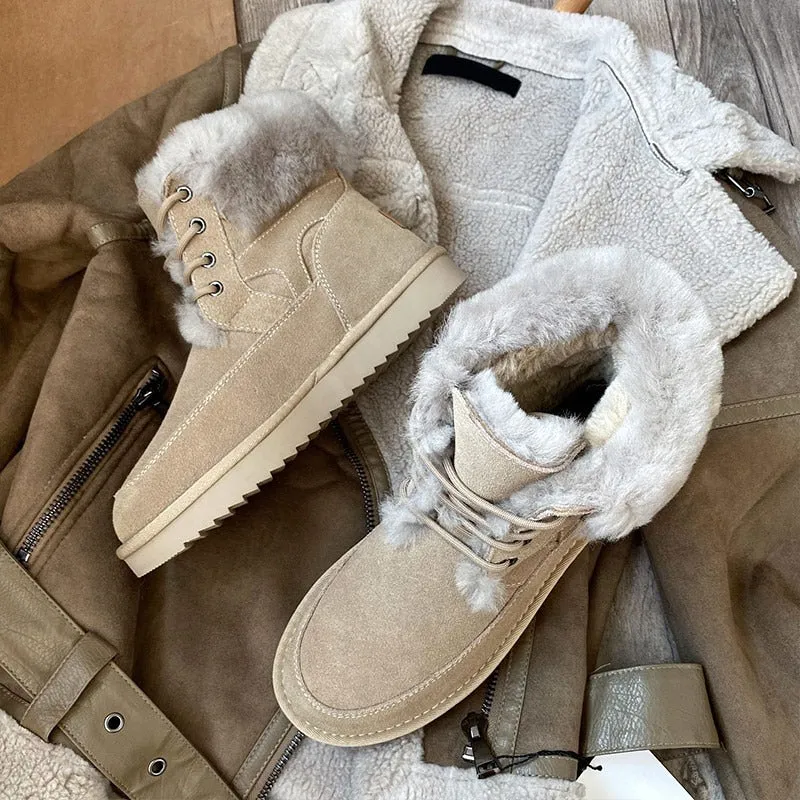 Ultra-warm Plush Fur Winter Lace-Up Snow Boots