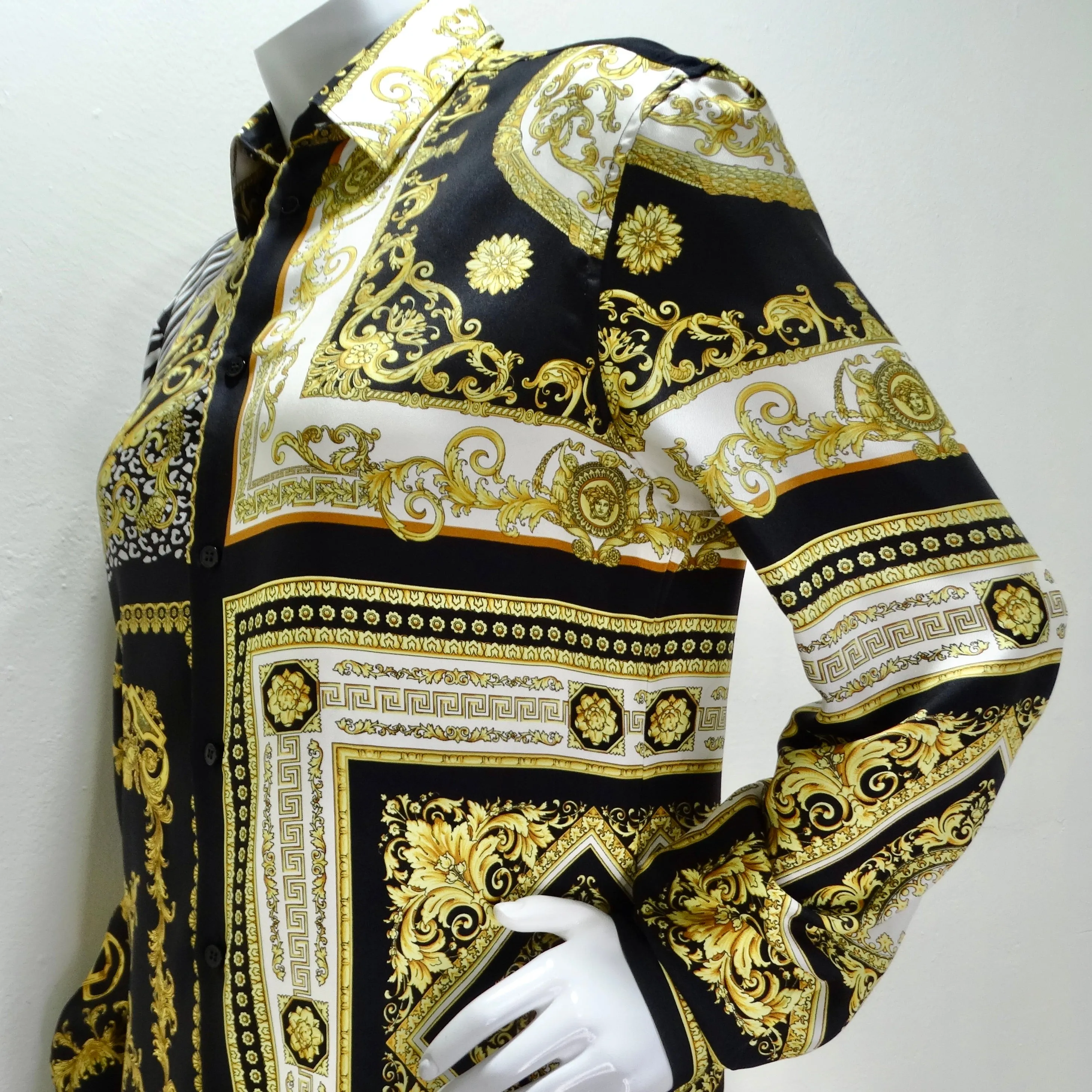Versace Silk Baroque Button Up Shirt