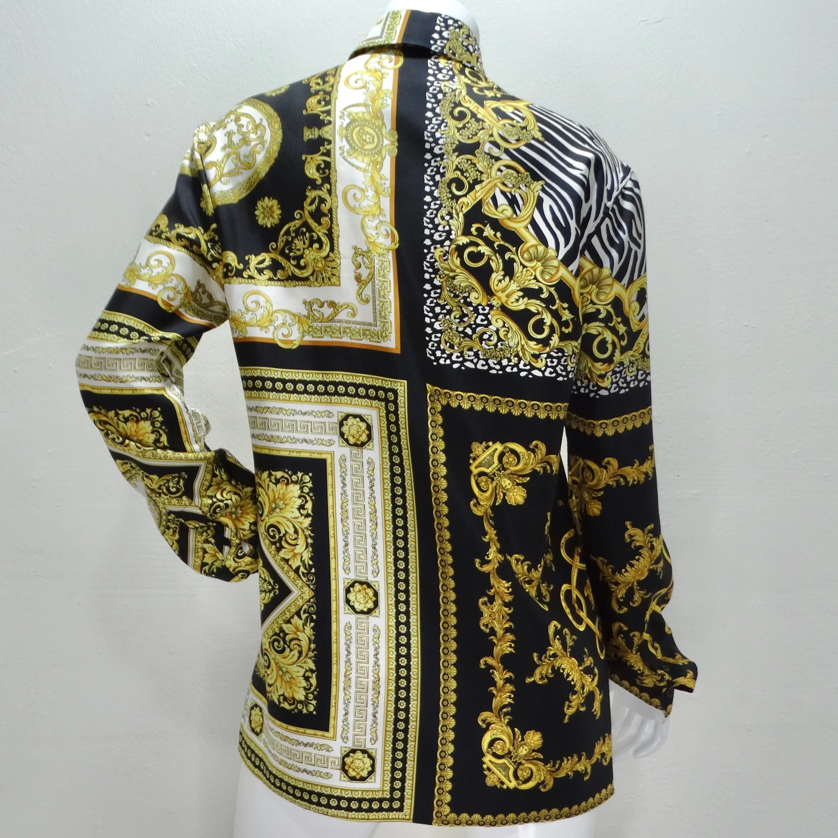 Versace Silk Baroque Button Up Shirt