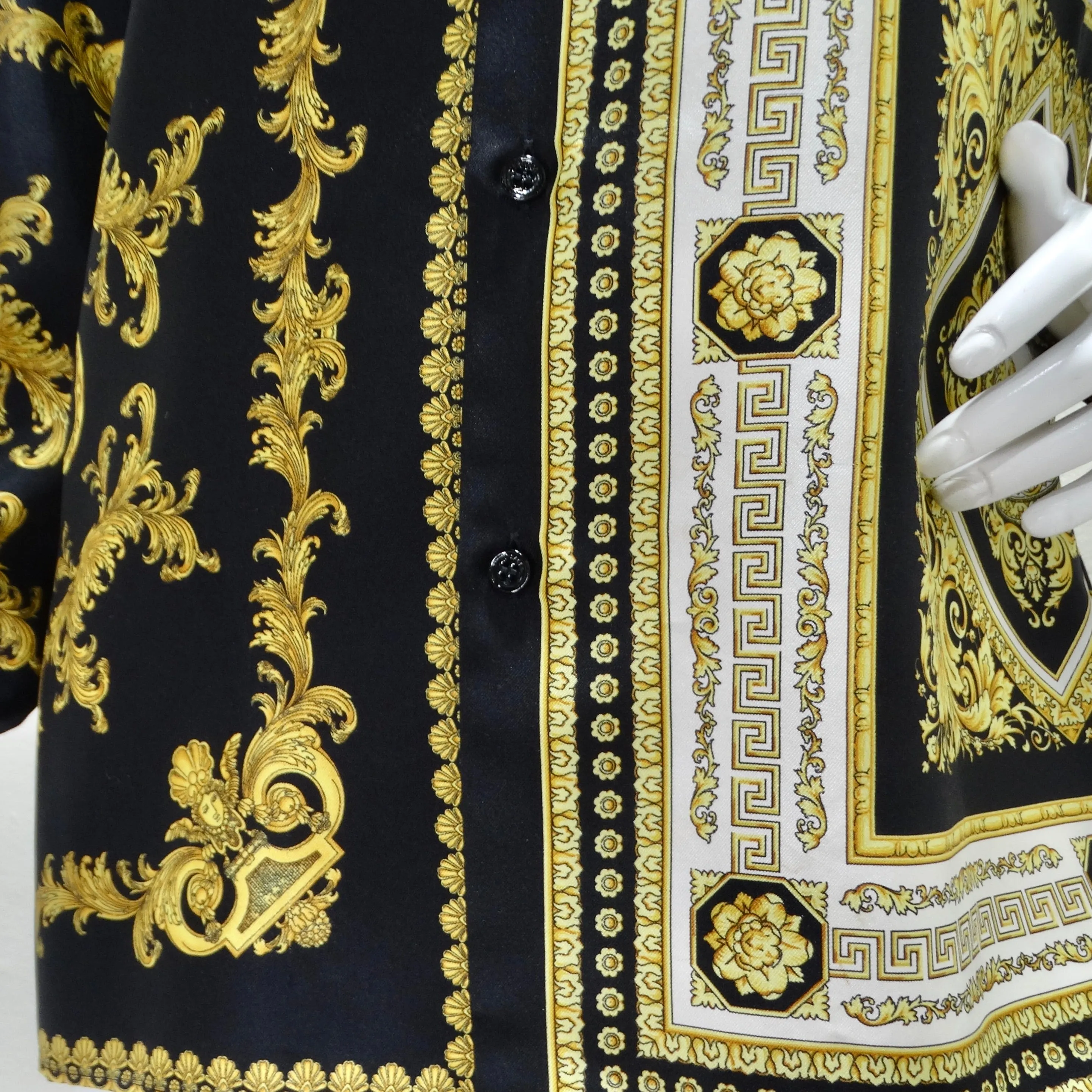 Versace Silk Baroque Button Up Shirt
