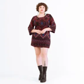 Vintage 90s Boho Southwestern Knit Mini Dress - Large