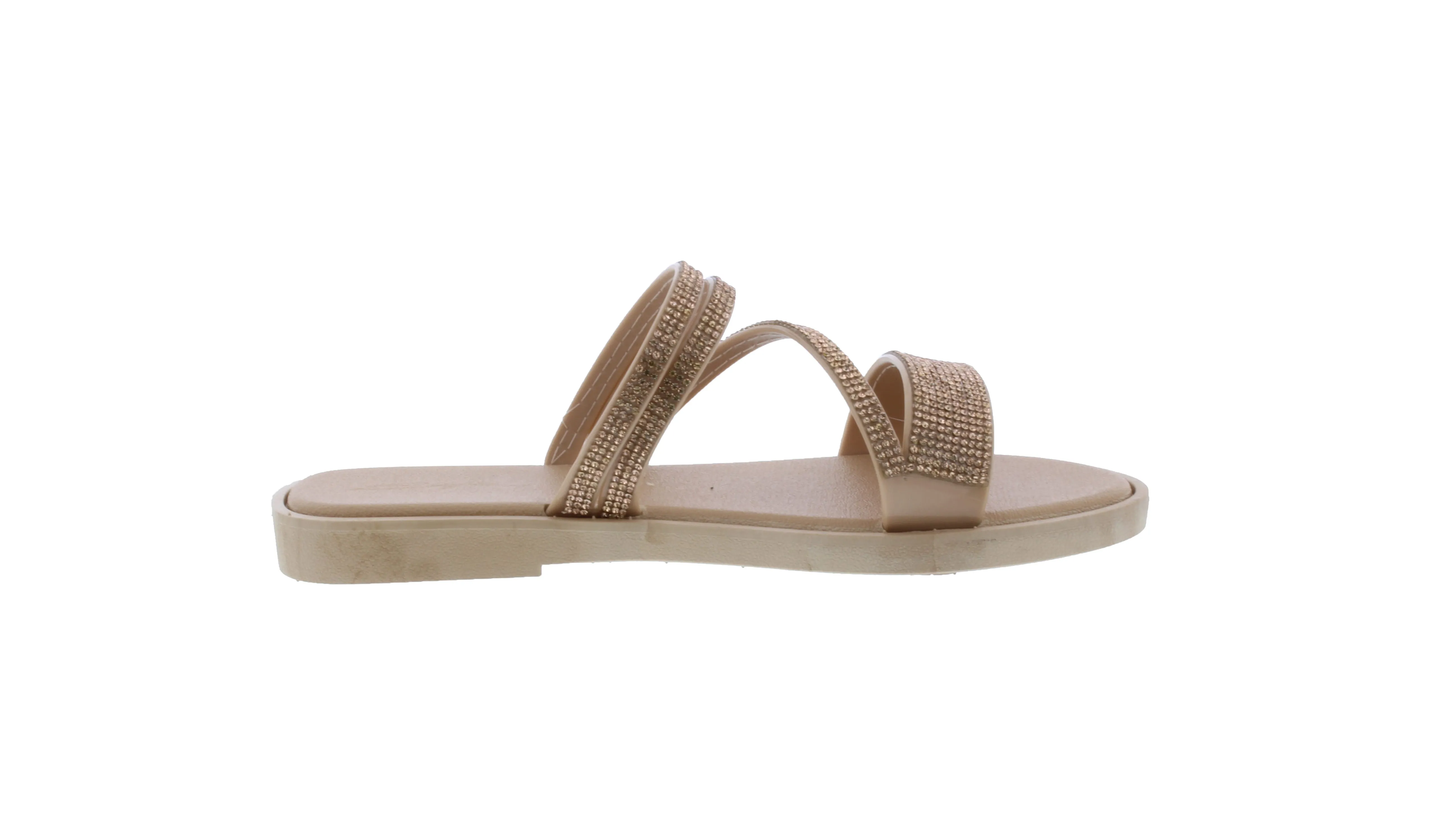 Women Strappy Rhinestone Slip On
