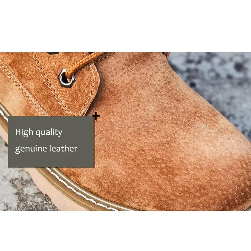 Womens Genuine Leather Plush Warm Inside Winter Snow Boots